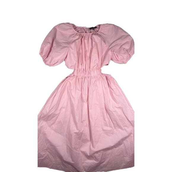 Eloquii Pink Puff-Sleeve Cut-Out Waist Midi Dress | Size 18 | Feminine & Chic - Picture 2 of 12
